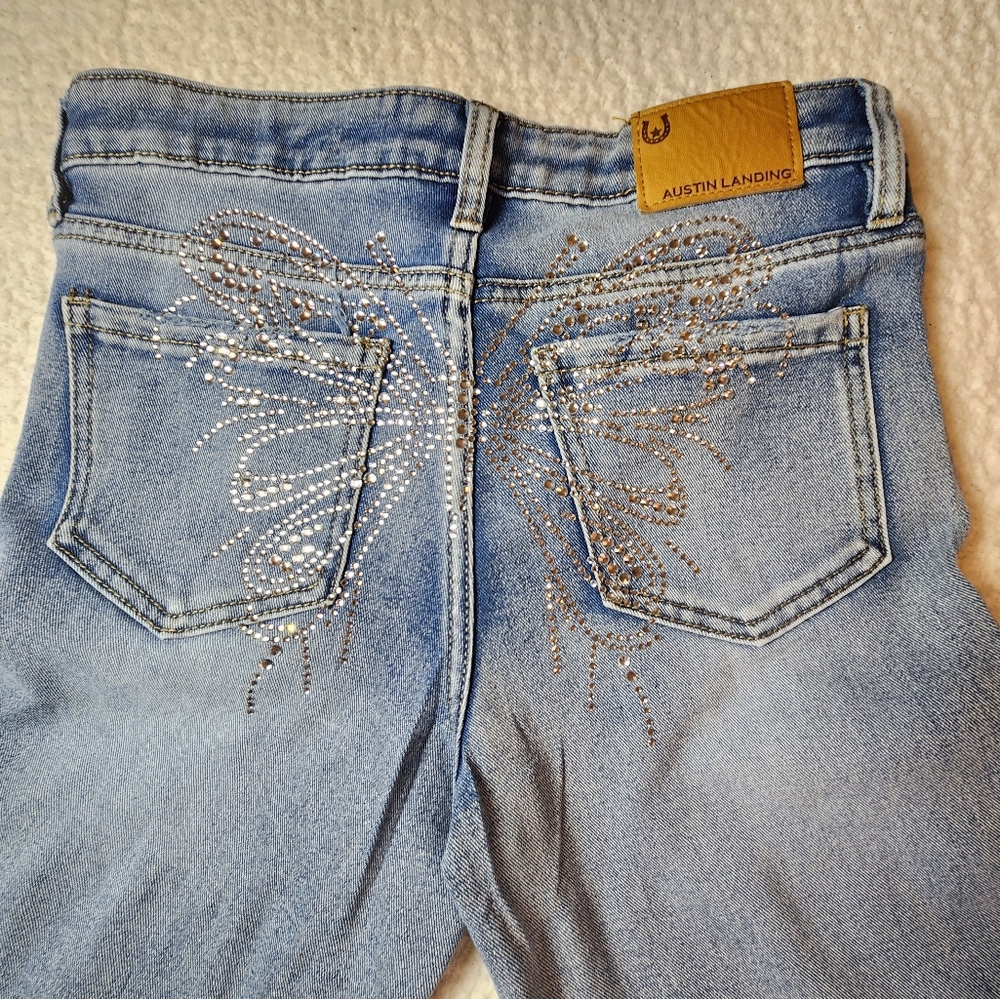 Austin Landing Jeans Womens Sz 3 26x30 Blue  Bell Bottom Flared Butterfly